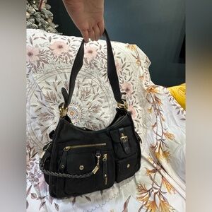 JPK PARIS75 Chic Black Shoulder Bag with Gold Accents